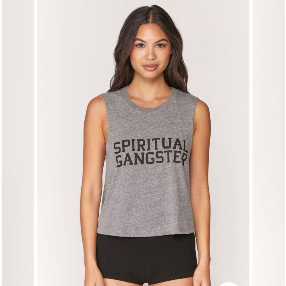 Spiritual Gangster Varsity Logo Muscle Tank - Grey Women’s Size Small S